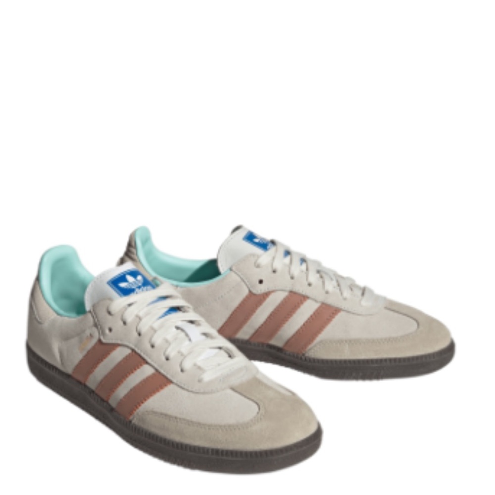 Adidas Sambas with pink/tan Stripes - M8